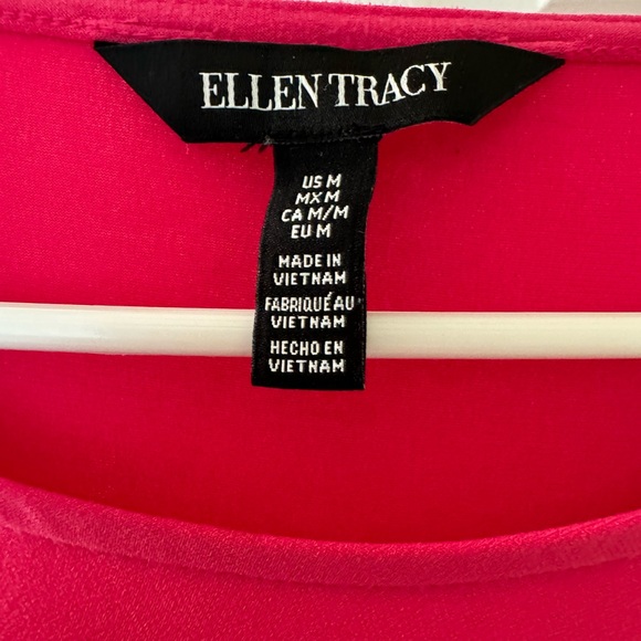 Ellen Tracy Preowned Twist Top with Blouson Sleeves Magenta Size Medium Workwear - Picture 3 of 5